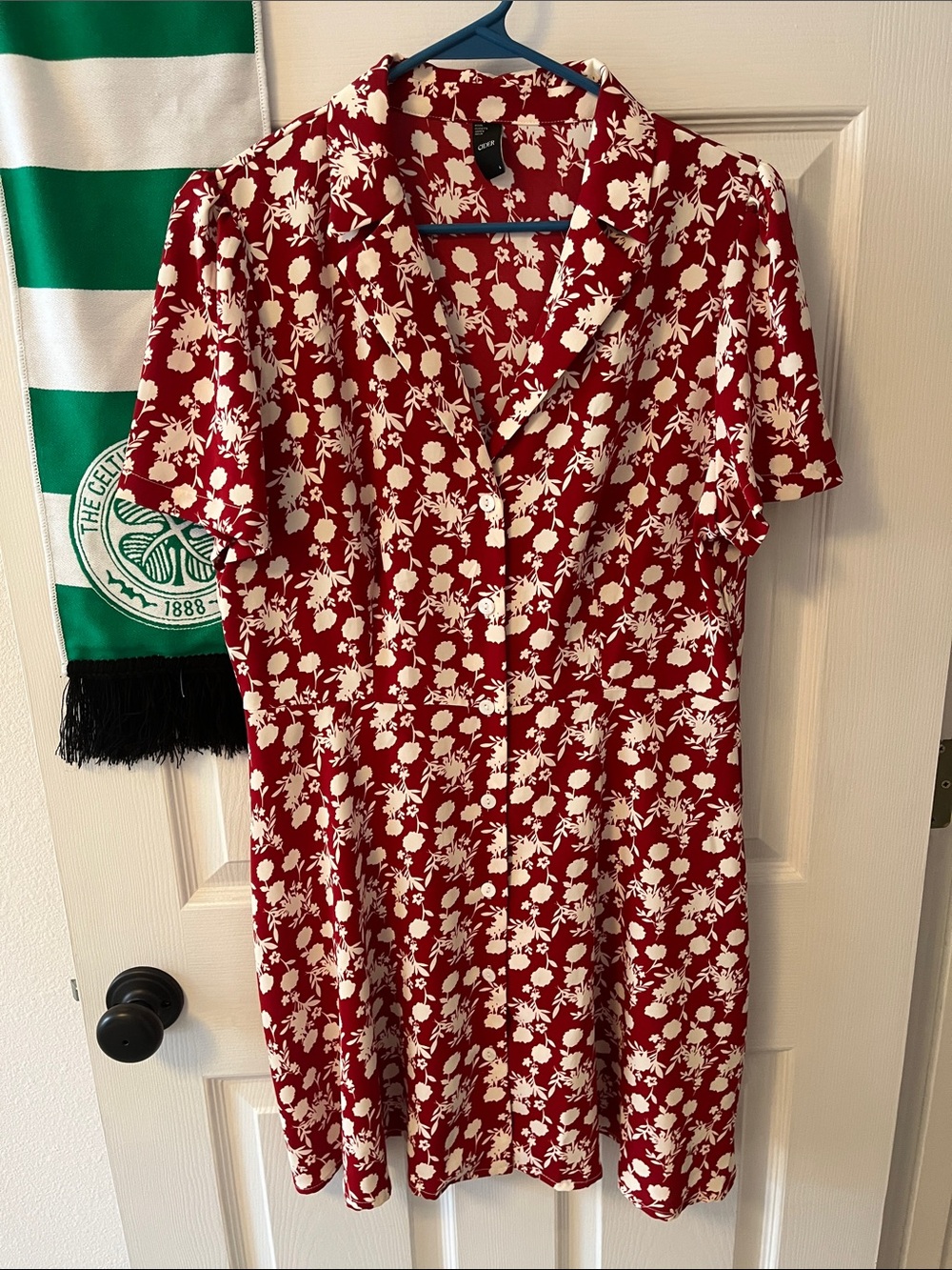 Cider Red and Cream Floral Button-Front Top